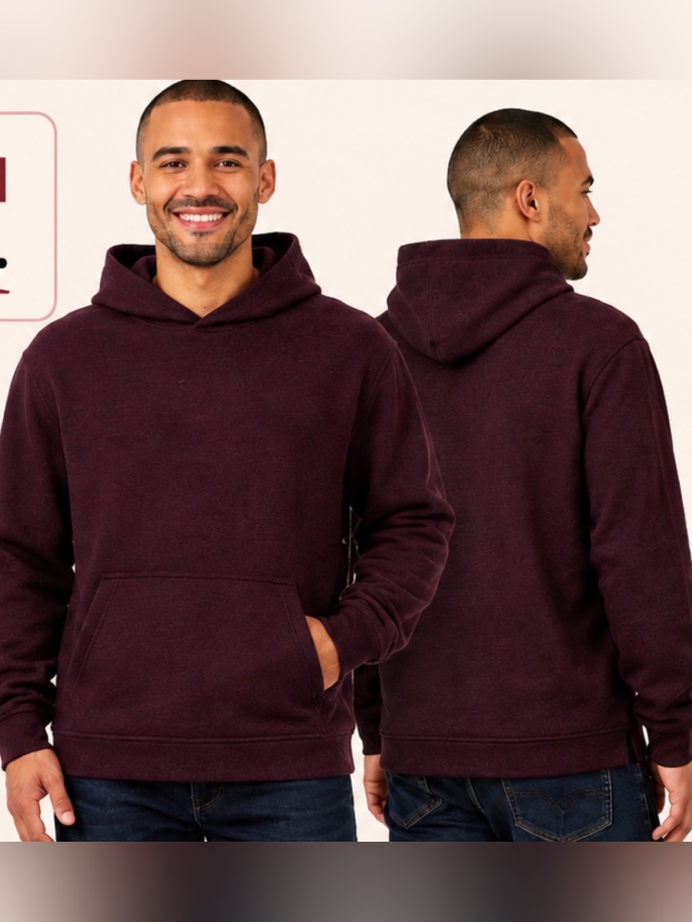 Jachs Men's Hooded Pullover Sweatshirt - Burgundy
